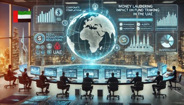 Analysts monitor fund tracking metrics for UAE money laundering compliance