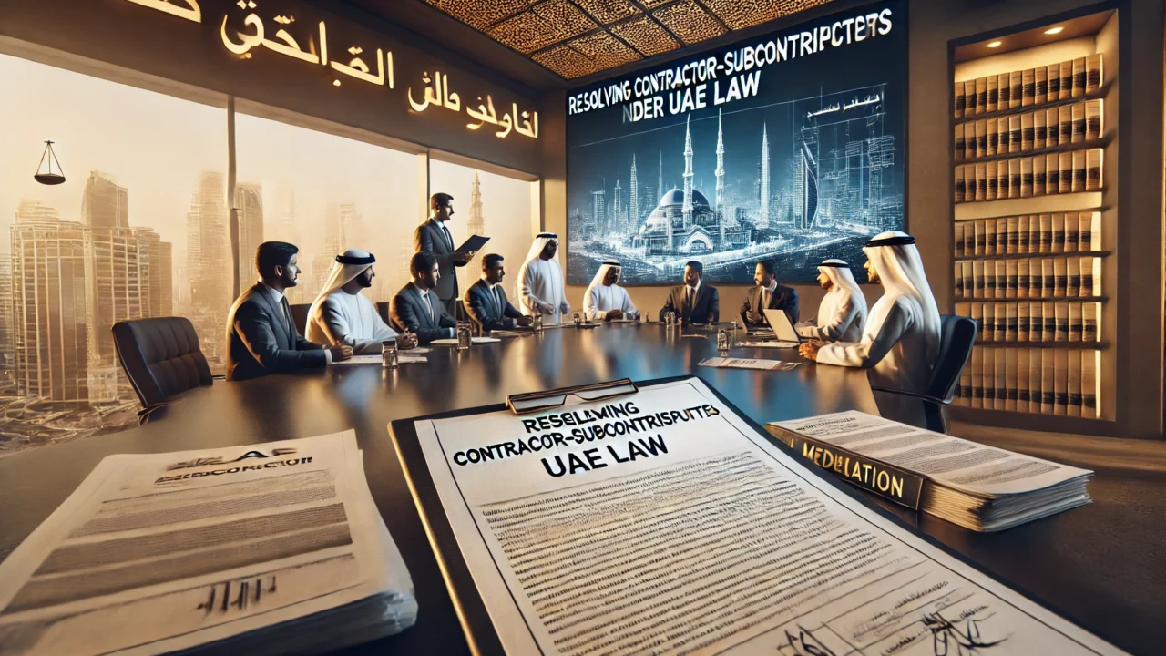 Disputes between contractors and subcontractors. According to UAE construction Law