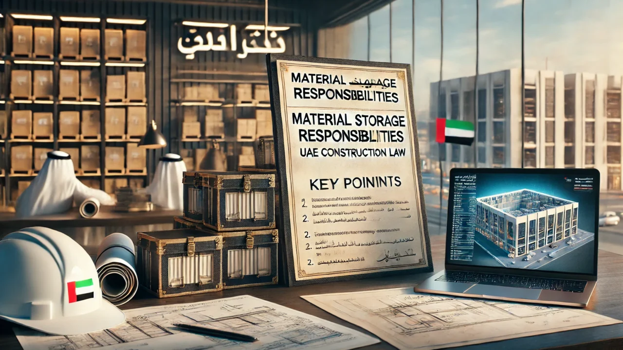 Legal responsibilities for material storage. According to UAE construction law