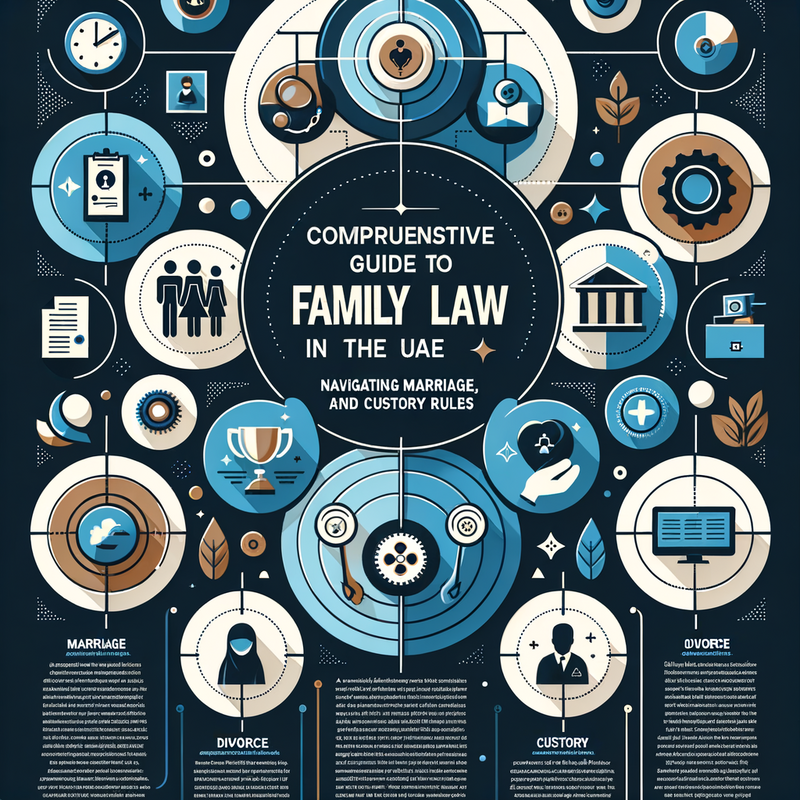 Scales of justice with UAE flag backdrop symbolizing family law on marriage, divorce, and custody
