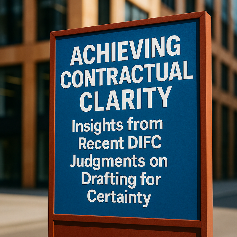 DIFC Courtroom and legal documents illustrating contract clarity