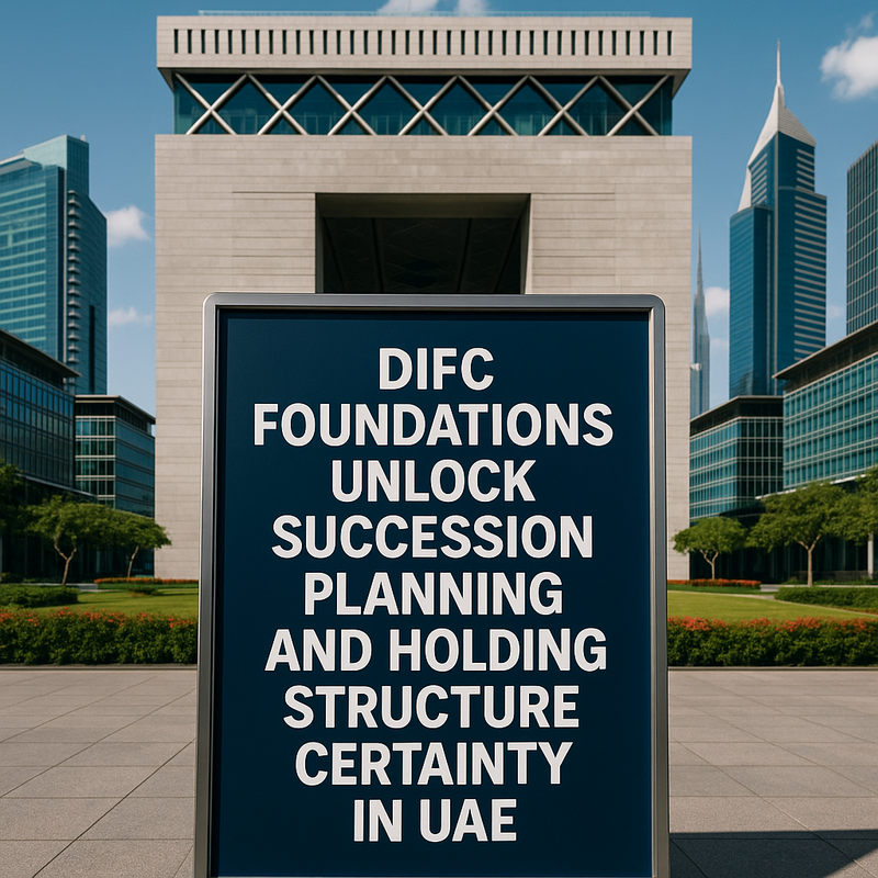 Diagram of DIFC foundation structure for holding and succession planning in UAE.