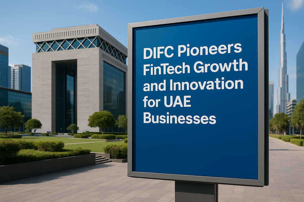 DIFC skyline with digital fintech icons overlay, symbolizing regulatory and tech innovation.