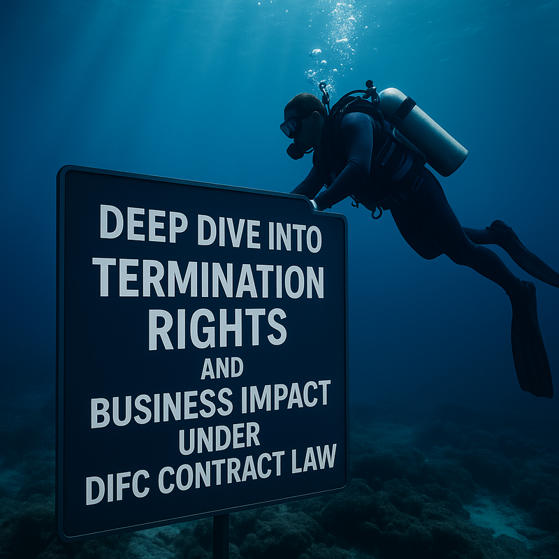 Legal professionals reviewing DIFC contract termination policies in a UAE office.