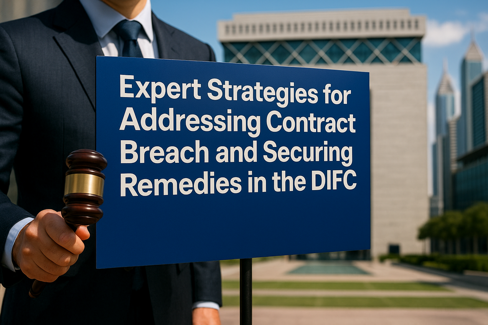 Business professionals in DIFC reviewing contract breach compliance checklists