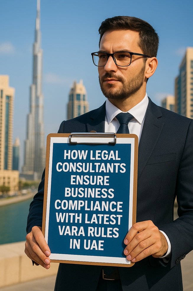 UAE legal consultant reviewing VARA compliance checklist with business executive