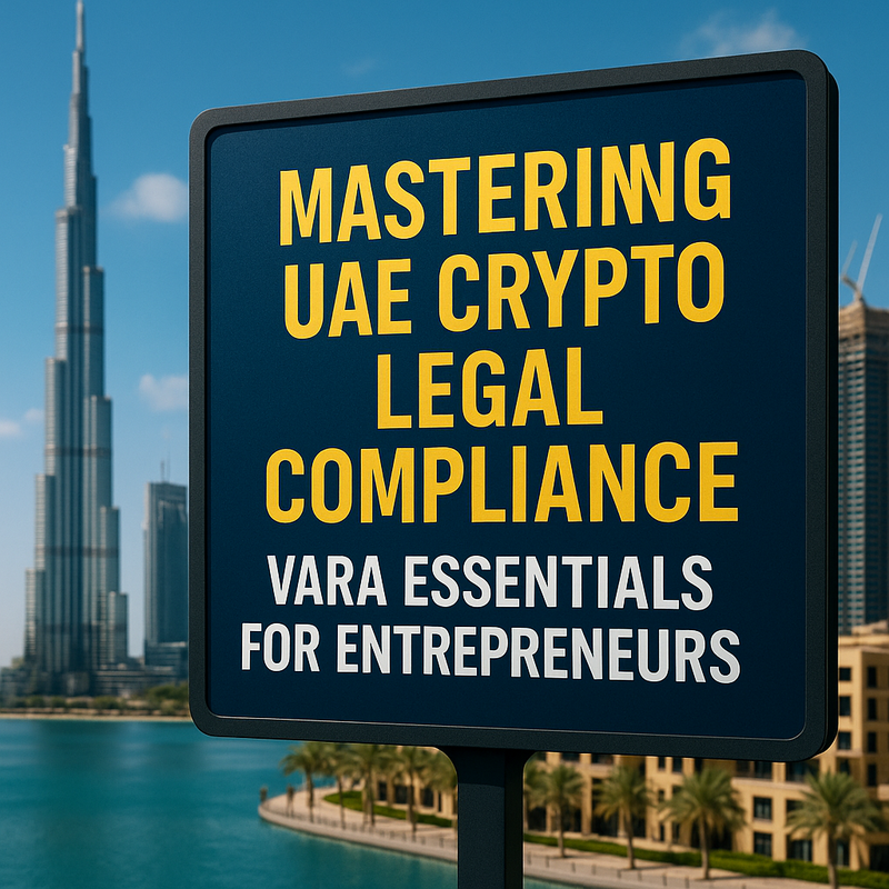 Professional illustration showing UAE crypto entrepreneurs reviewing VARA compliance guidelines on digital tablets