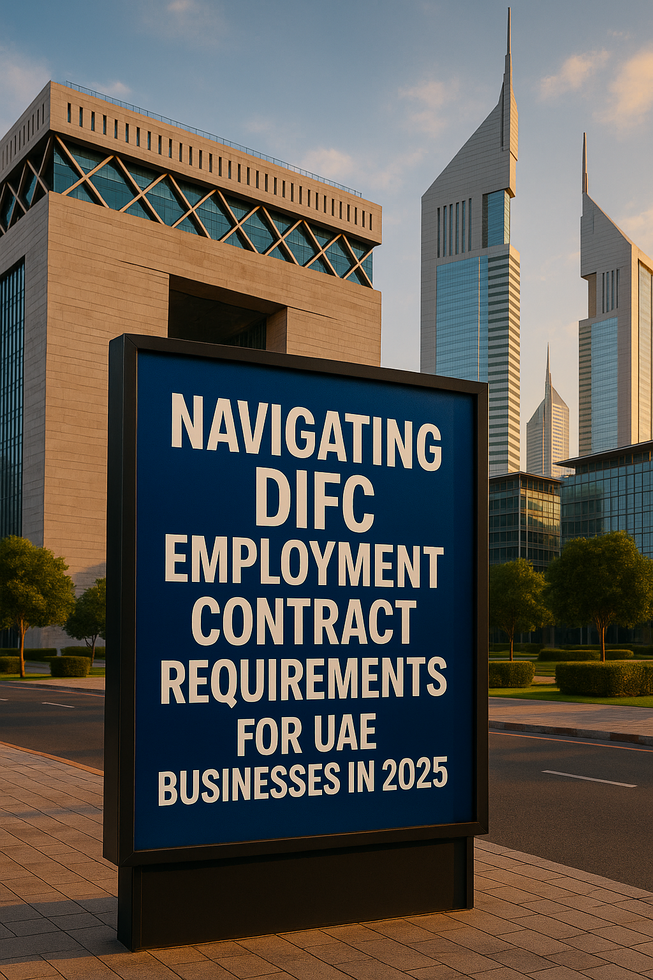 HR manager reviewing DIFC employment contract compliance checklist in office