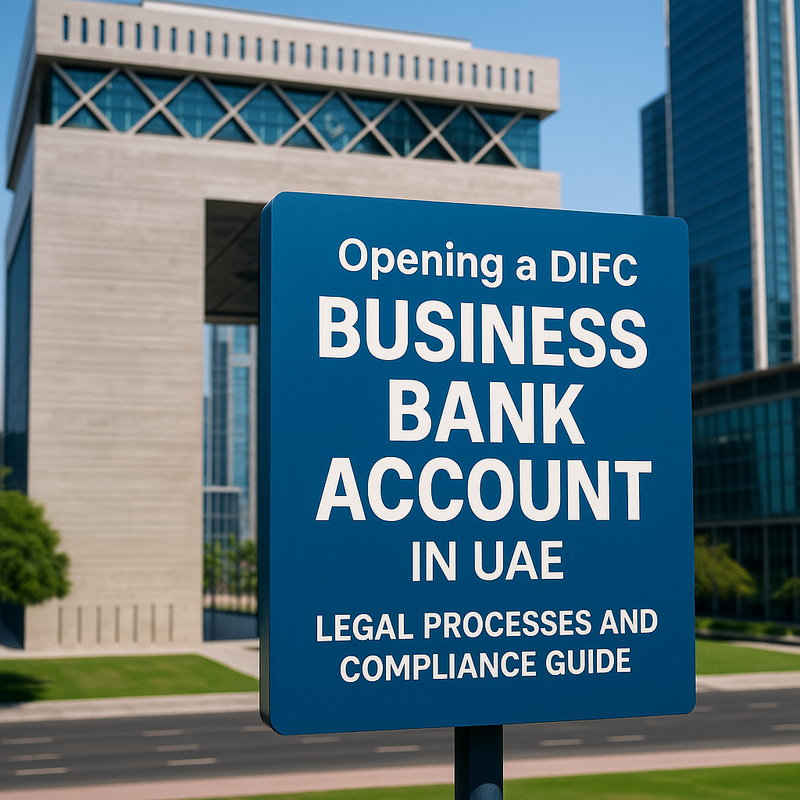 Flowchart showing the steps for opening a business bank account in the DIFC UAE