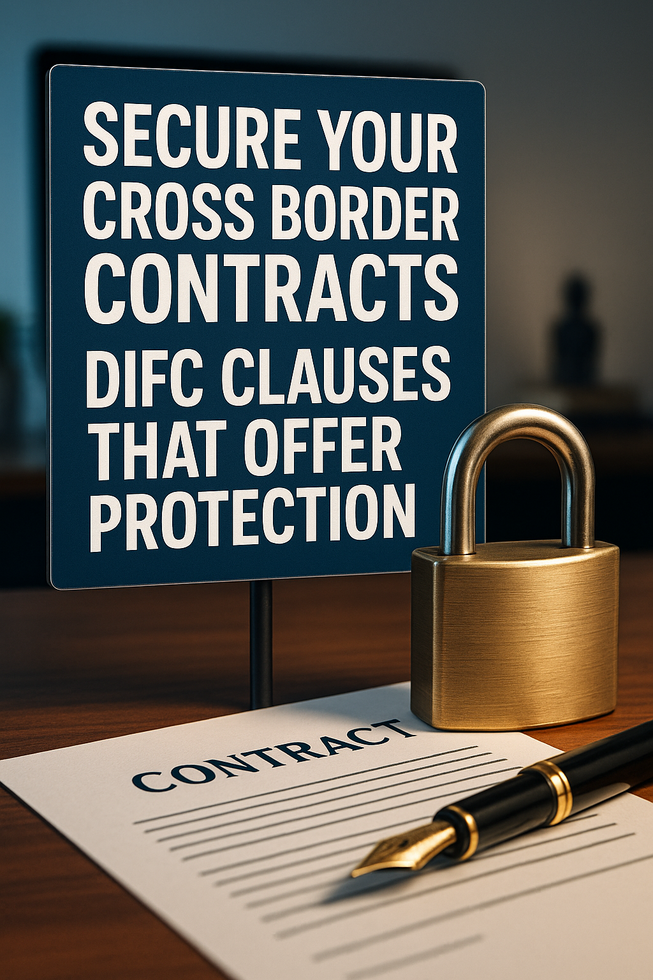 Lawyer drafting DIFC cross border contract in Dubai office