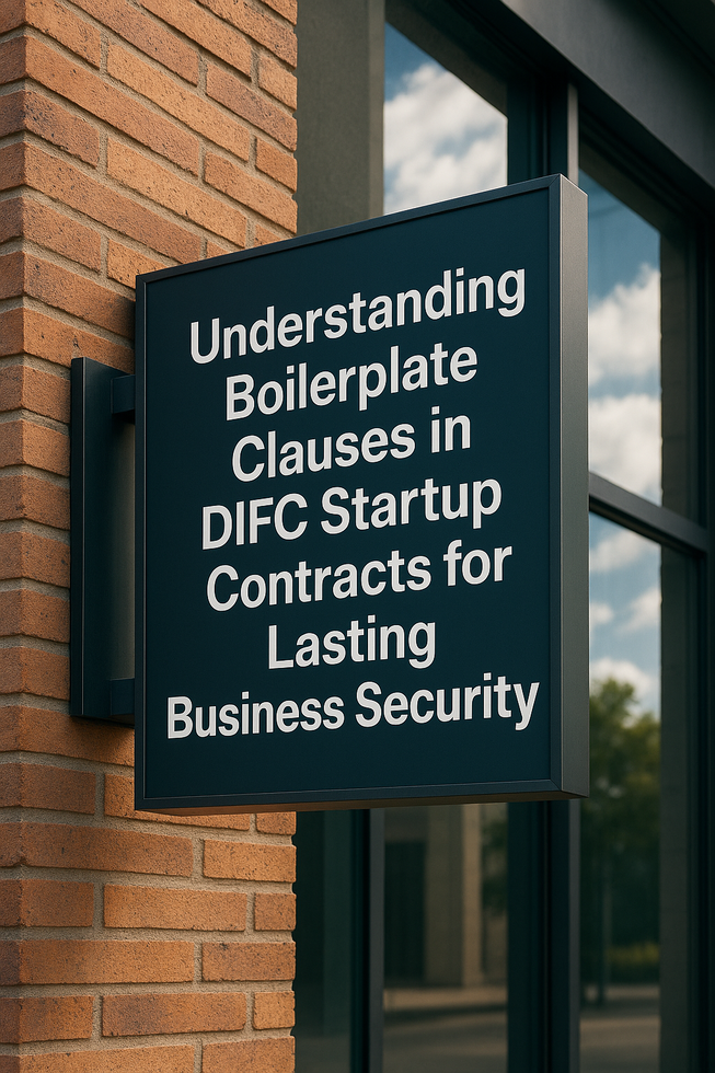 DIFC startup founders reviewing a vendor contract with essential legal clauses highlighted