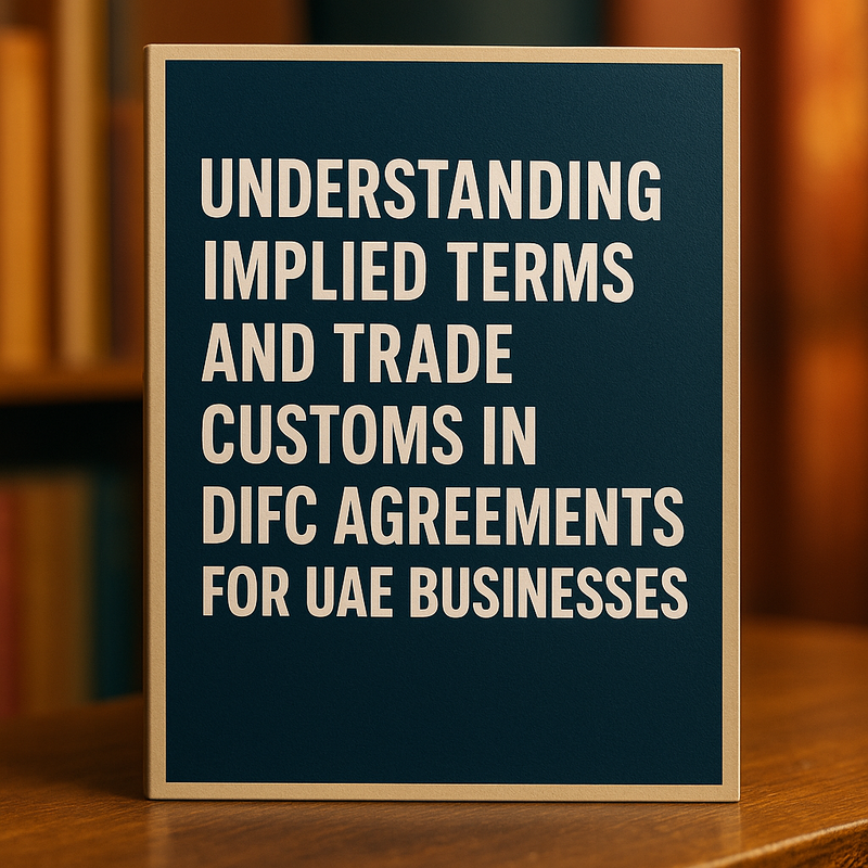 Lawyer reviewing DIFC contract terms with business team in modern Dubai office.