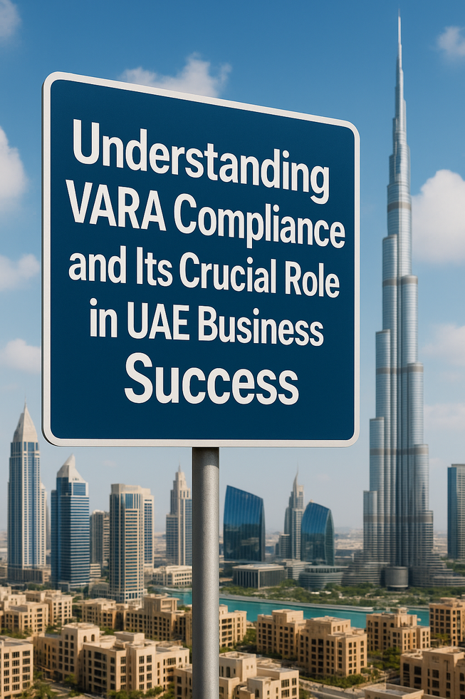Modern UAE office with legal documents and virtual asset compliance charts