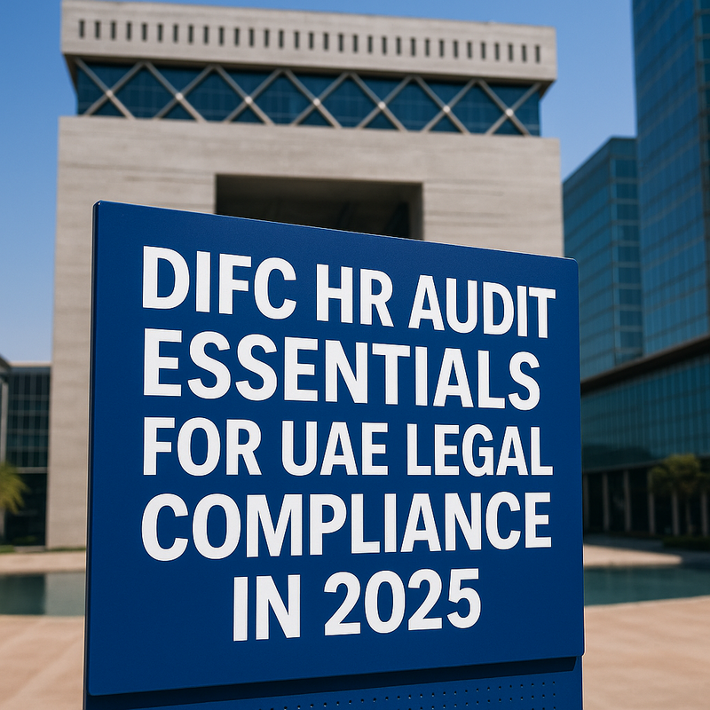Infographic displaying a comprehensive DIFC HR audit checklist and UAE compliance process for 2025