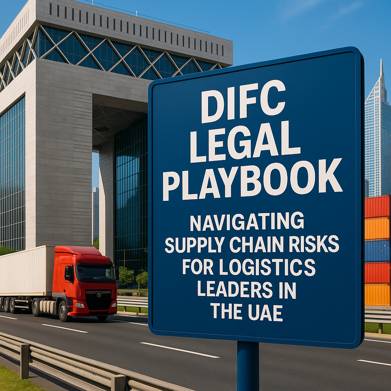UAE logistics CEO reviewing a DIFC legal compliance checklist in a boardroom