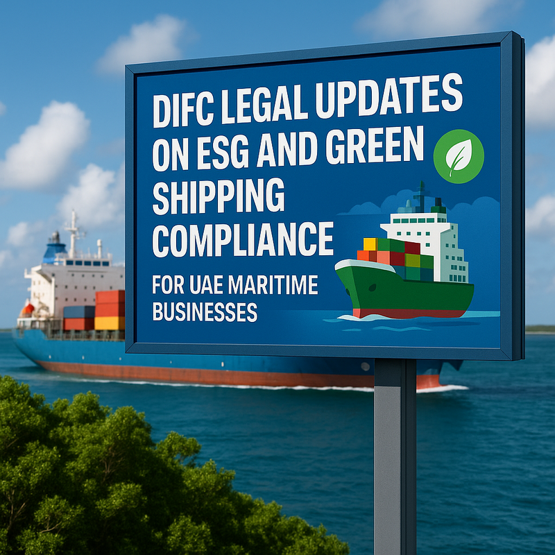 Infographic outlining ESG and green shipping compliance steps for UAE maritime firms