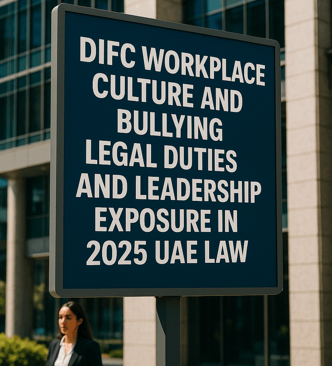 DIFC Workplace Culture and Bullying Legal Duties and Leadership Exposure in 2025 UAE Law