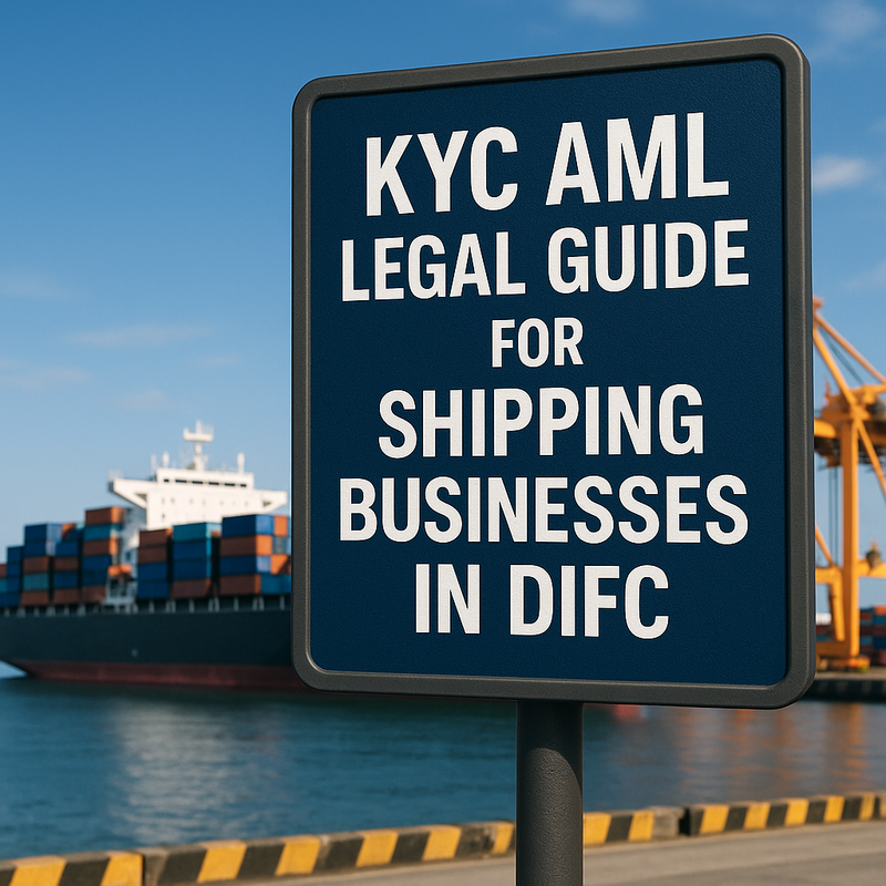 Process flow diagram showing KYC AML steps for DIFC shipping companies