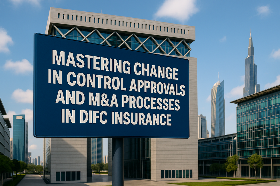 Infographic showing DFSA consent process for change-in-control in DIFC insurance