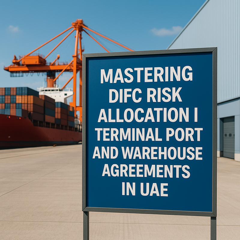 Legal consultant reviewing risk allocation clauses in a UAE port contract