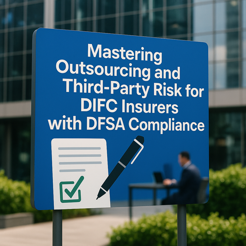 Legal compliance concept showing outsourcing risk management for DIFC insurers in UAE