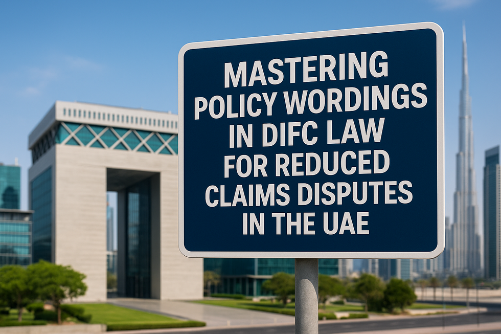 Legal consultant reviewing insurance policy wording under DIFC Law in the UAE.
