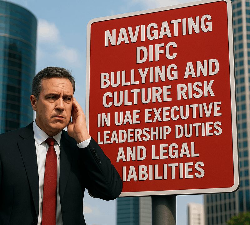 Navigating DIFC Bullying and Culture Risk in UAE Executive Leadership Duties and Legal Liabilities