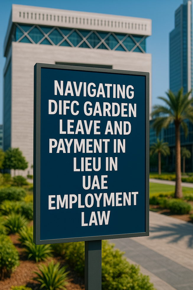 A consultant reviews DIFC employment documents on garden leave and payment in lieu