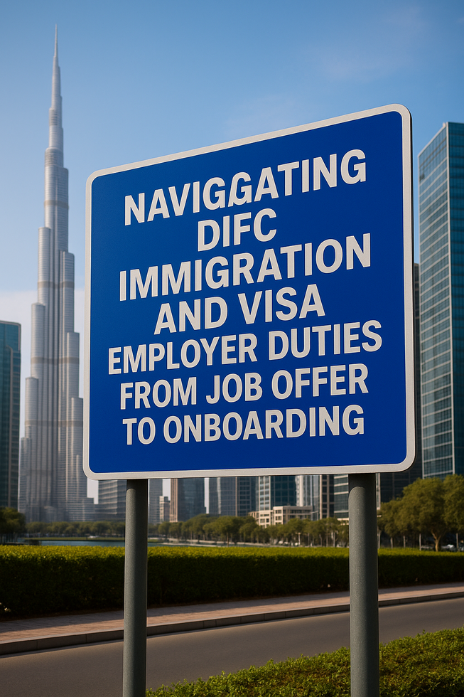 DIFC skyline with business professionals symbolizing UAE immigration and visa compliance