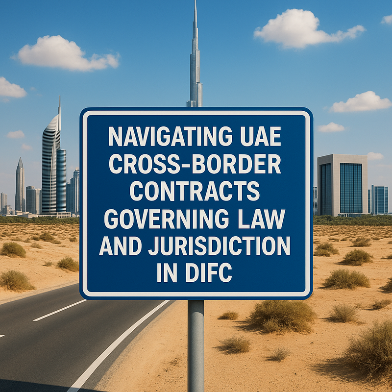 Diagram comparing DIFC and UAE courts for cross-border contract enforcement