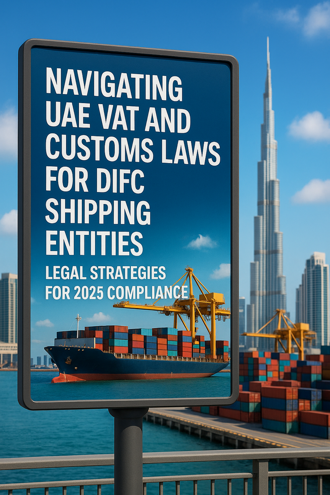 Infographic illustrating VAT and customs flows for DIFC shipping companies in the UAE