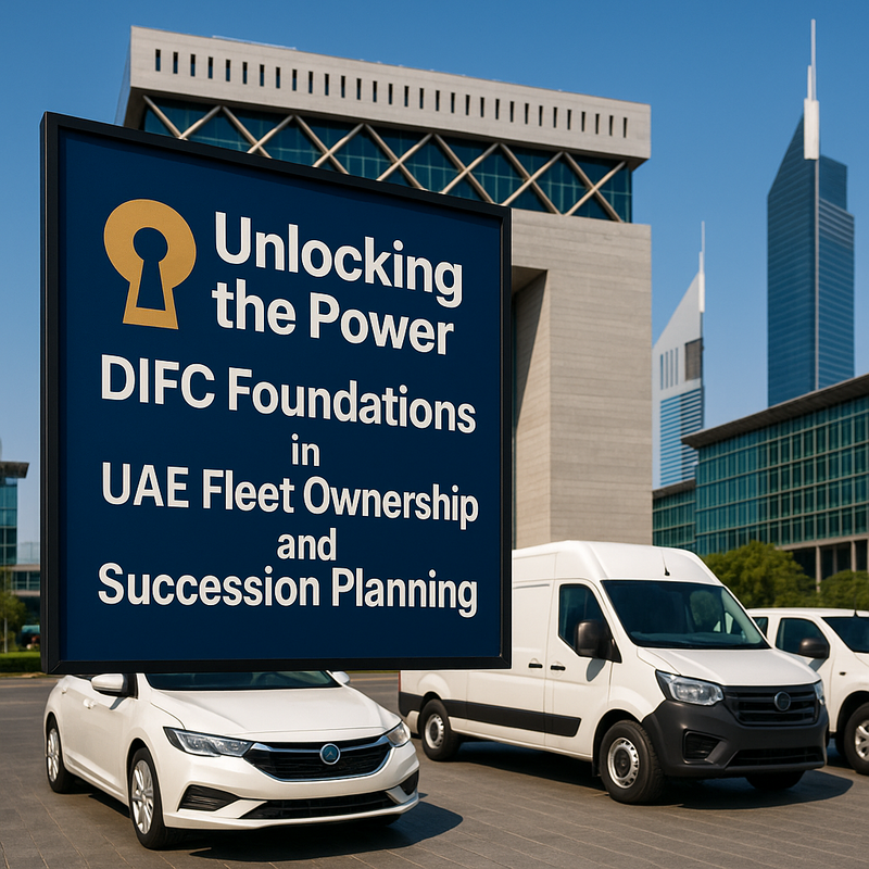 Diagram showing DIFC Foundation structure for UAE fleet asset protection and succession