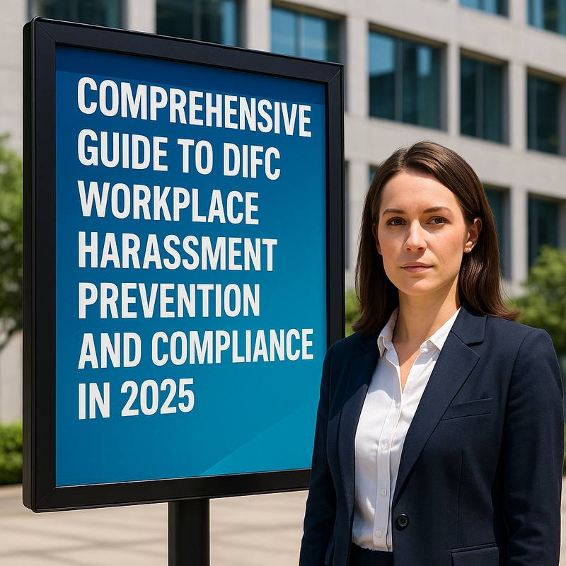 Infographic of DIFC workplace harassment prevention and complaint process flow in the UAE