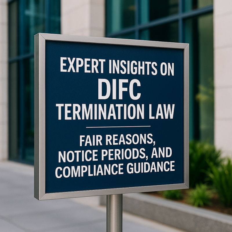 DIFC skyline with legal documents and compliance checklist icons