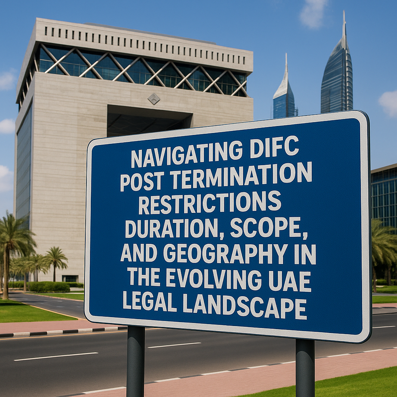 Illustration of a legal consultant reviewing DIFC employment contract clauses