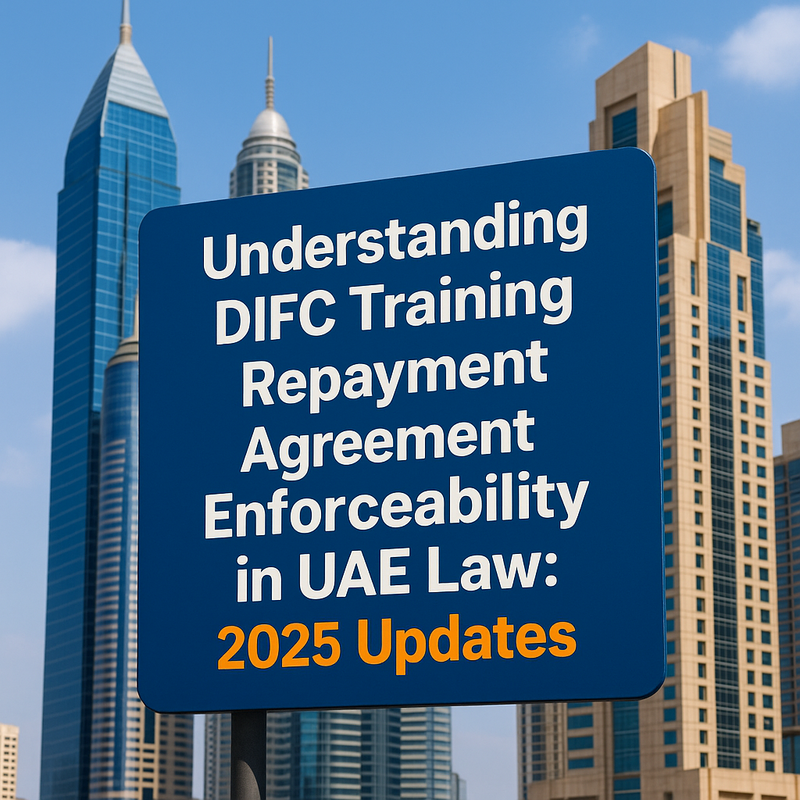 Professional consultation over legal documents on DIFC training repayment agreement enforceability.