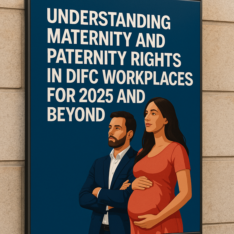 HR manager discussing maternity and paternity leave policies in a DIFC office