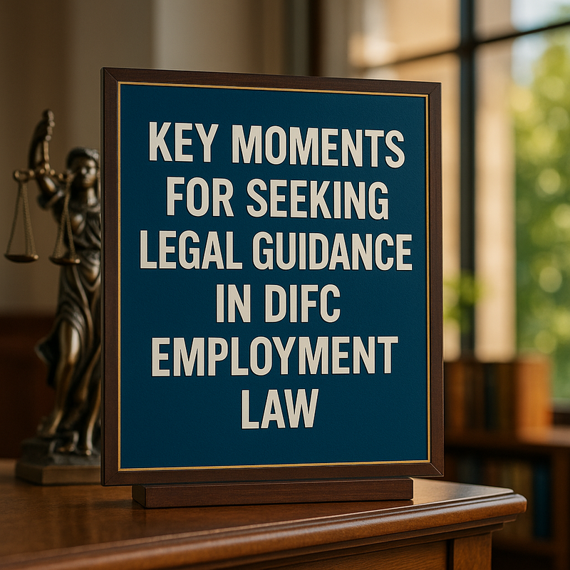 Lawyer advising client on DIFC employment law scenarios in Dubai office