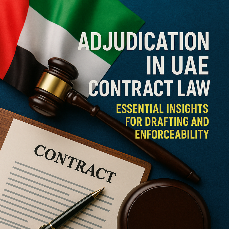 Illustration depicting contract adjudication process in UAE legal context