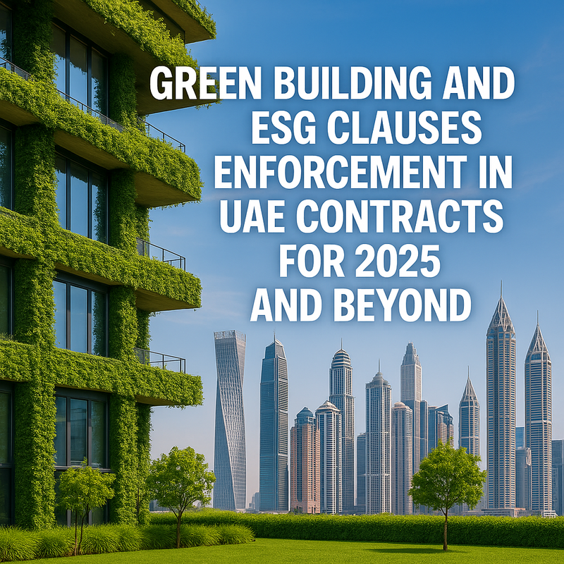 UAE skyscrapers with visible solar panels and green rooftops signifying green building compliance