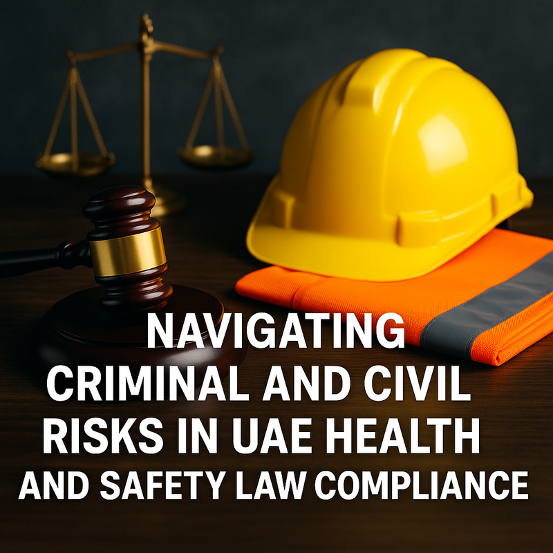 Legal consultant reviewing UAE health and safety compliance documents