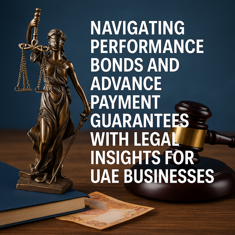Visual showing performance bond process and compliance steps in the UAE legal context