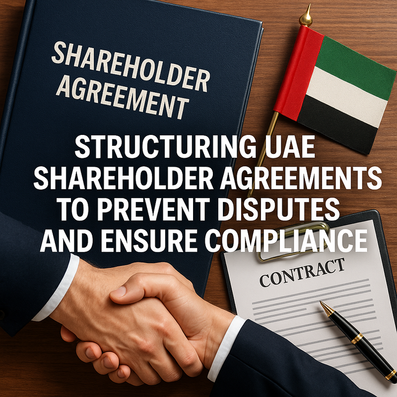 Illustration depicting steps to create a compliant shareholder agreement in the UAE
