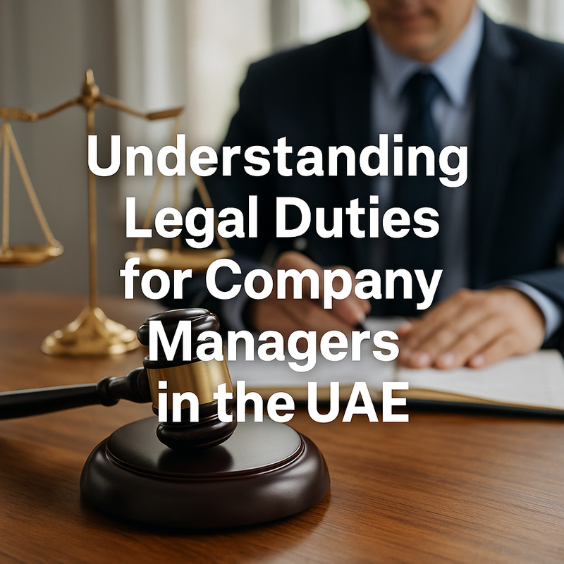Professional UAE company managers consulting legal documents
