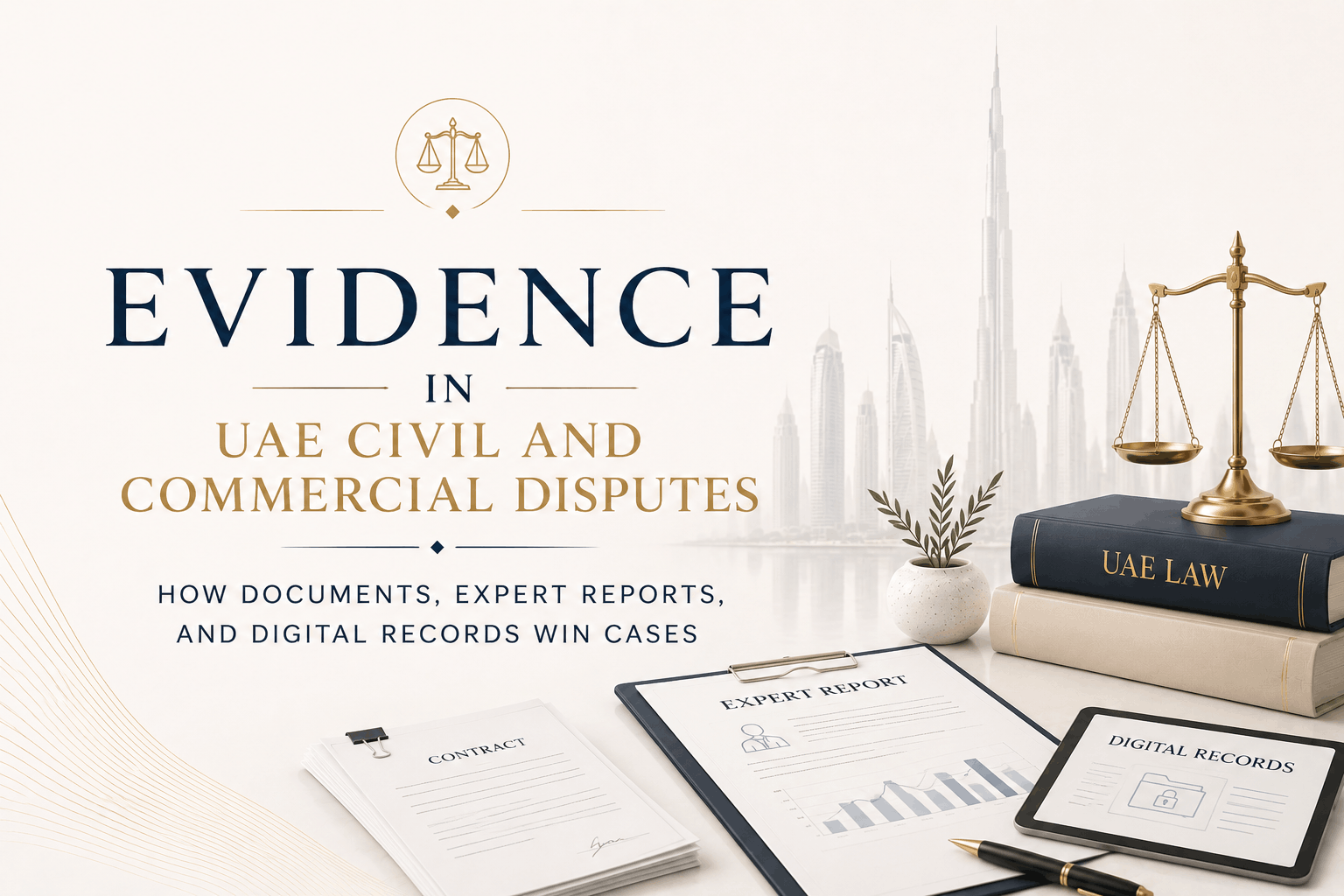 Evidence in UAE civil and commercial disputes including documents expert reports and digital records
