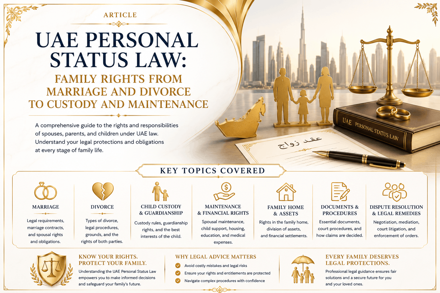 UAE Personal Status Law covering marriage, divorce, child custody, guardianship, maintenance, and family rights