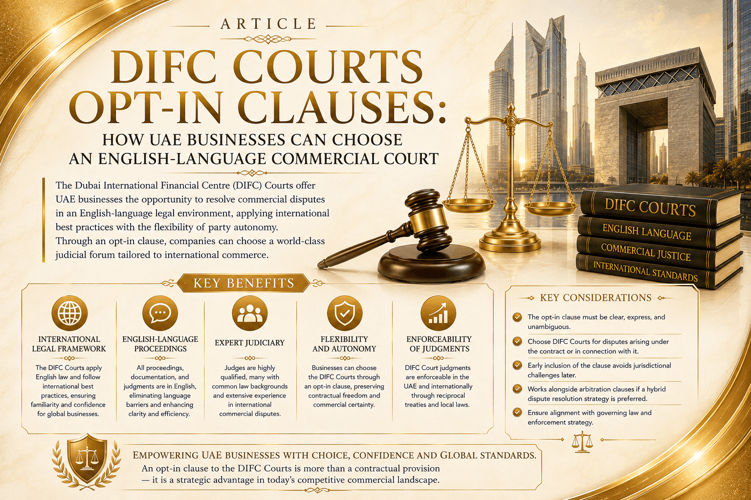 DIFC Courts opt-in clauses for UAE businesses choosing an English-language commercial court through clear jurisdiction drafting