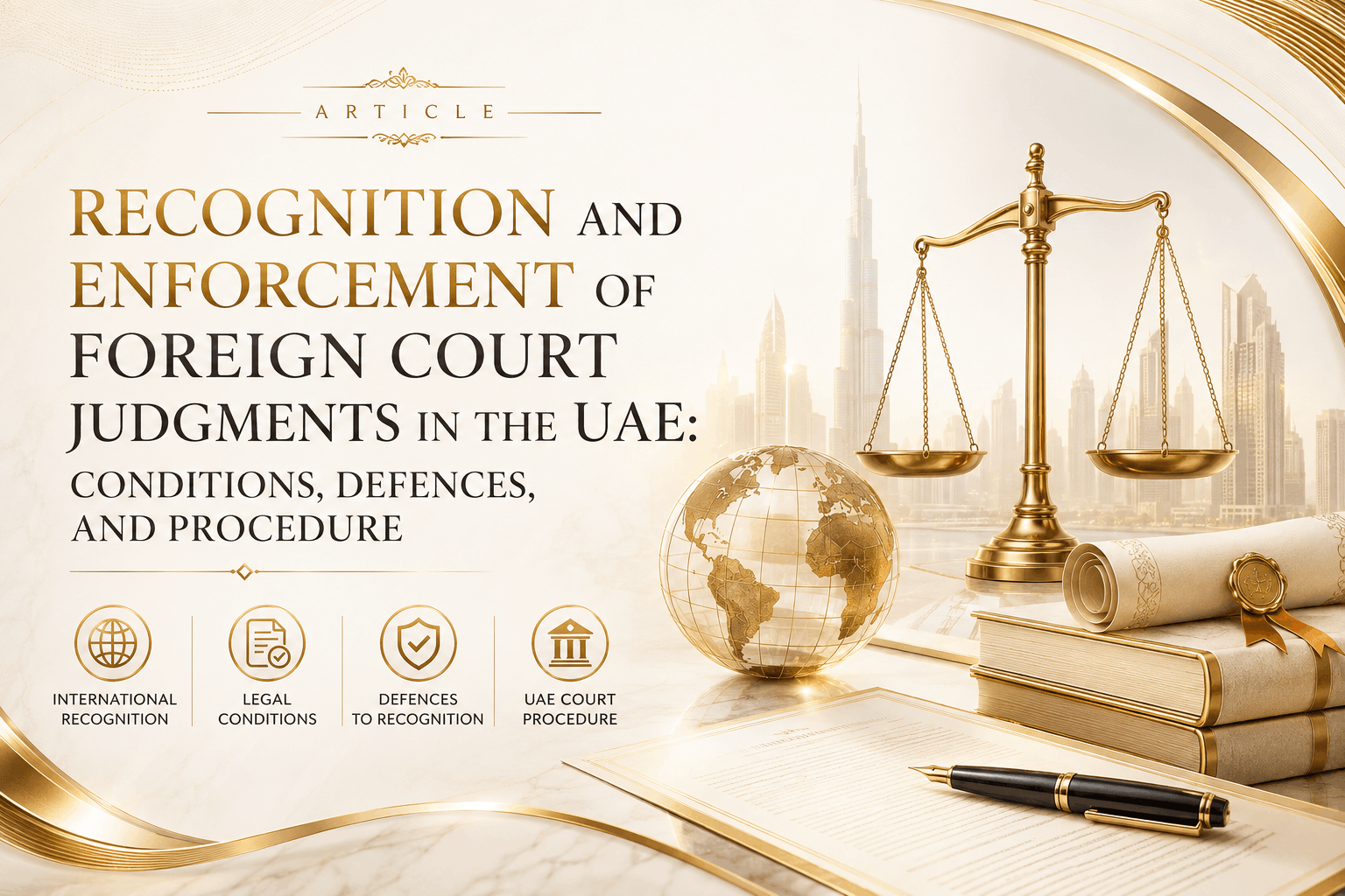 Recognition and enforcement of foreign court judgments in the UAE involving reciprocity, finality, proper service, jurisdiction, public policy, conflicting UAE judgments, and execution procedure